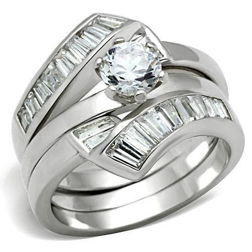 SS025 - Silver 925 Sterling Silver Ring with AAA Grade CZ  in Clear: 10