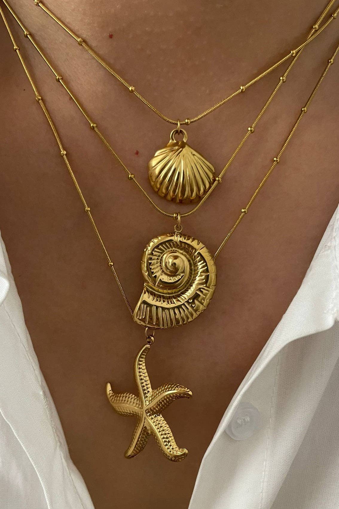 18K Gold Plated Waterproof Stainless Steel Chain Necklace - 7805: S0OX3T7805