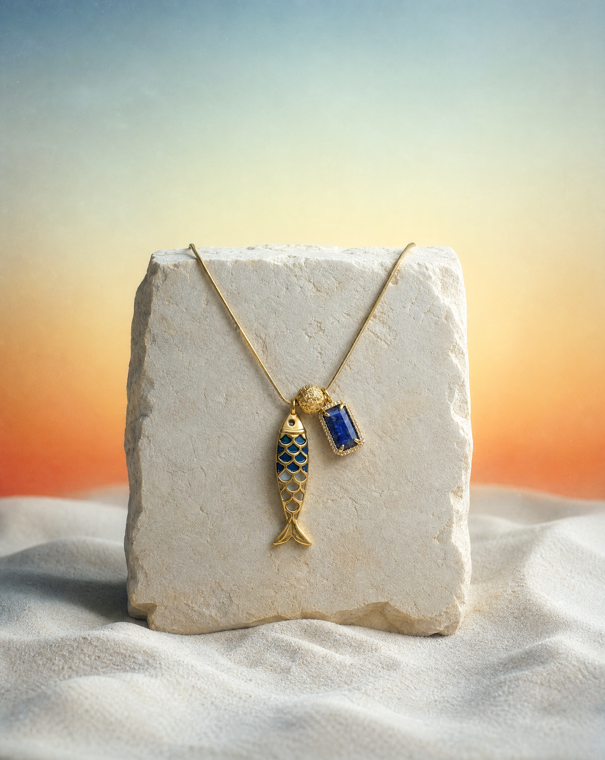 Goldfish Necklace, Natural Stone | Handmade Summer Collection: Tiger´s Eye 2