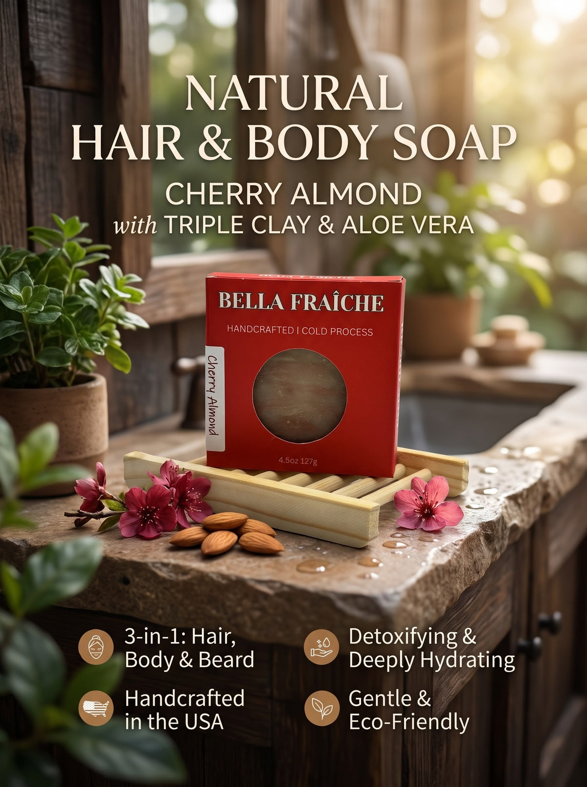 Cherry Almond Aloe - 4.5 oz Hair Bar Soap