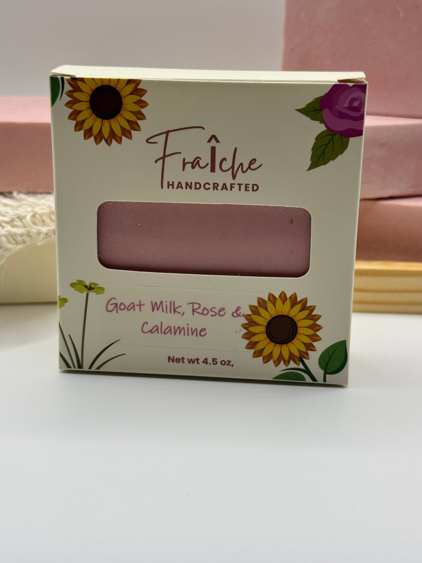 Rose Goat Milk & Calamine Facial Bar - 4oz Soothing  Himalayan Salt Bar