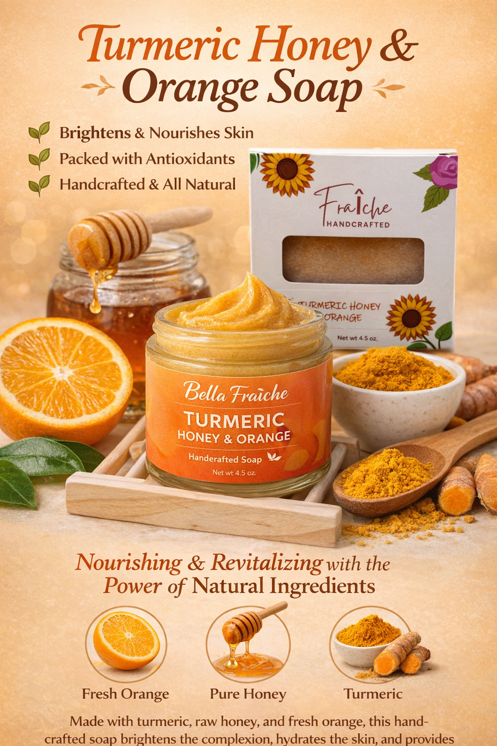 Turmeric Honey and Orange Our turmericand orange essential oil handmad