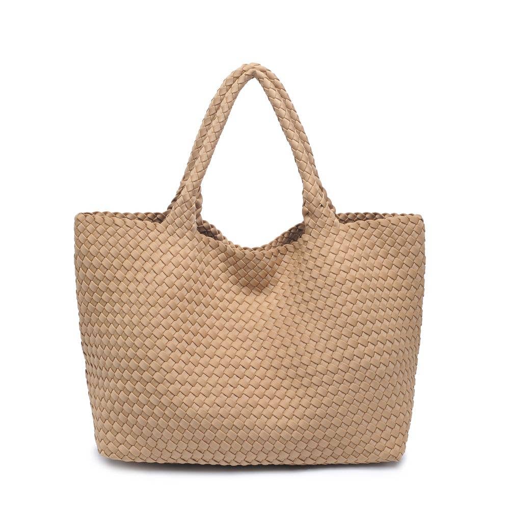 Sky's The Limit Large Woven Neoprene Tote: Nude