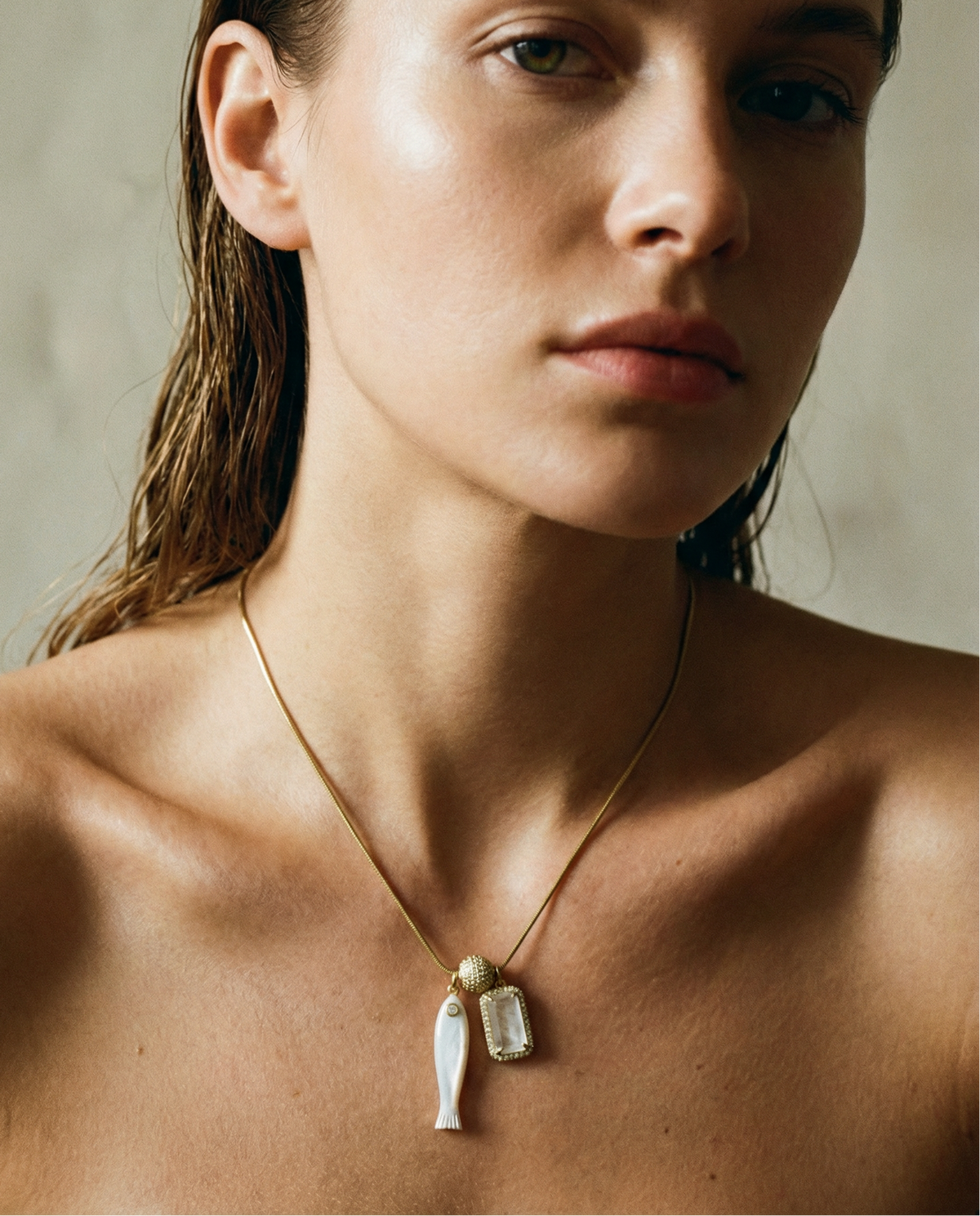 Fish & Gemstone Charm Necklace · Spiritual Talisman: Turquoise