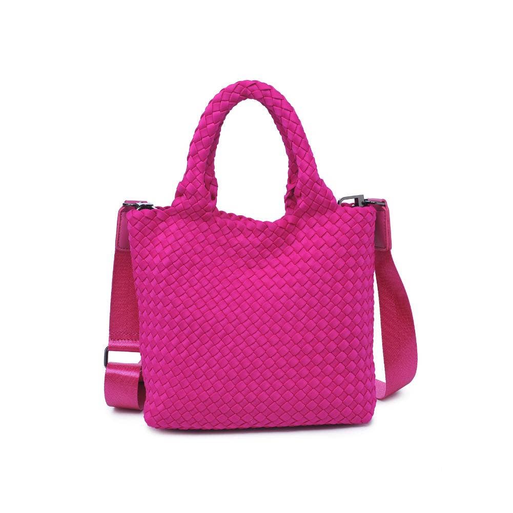 Sky's The Limit Small Woven Neoprene Crossbody: Fuchsia