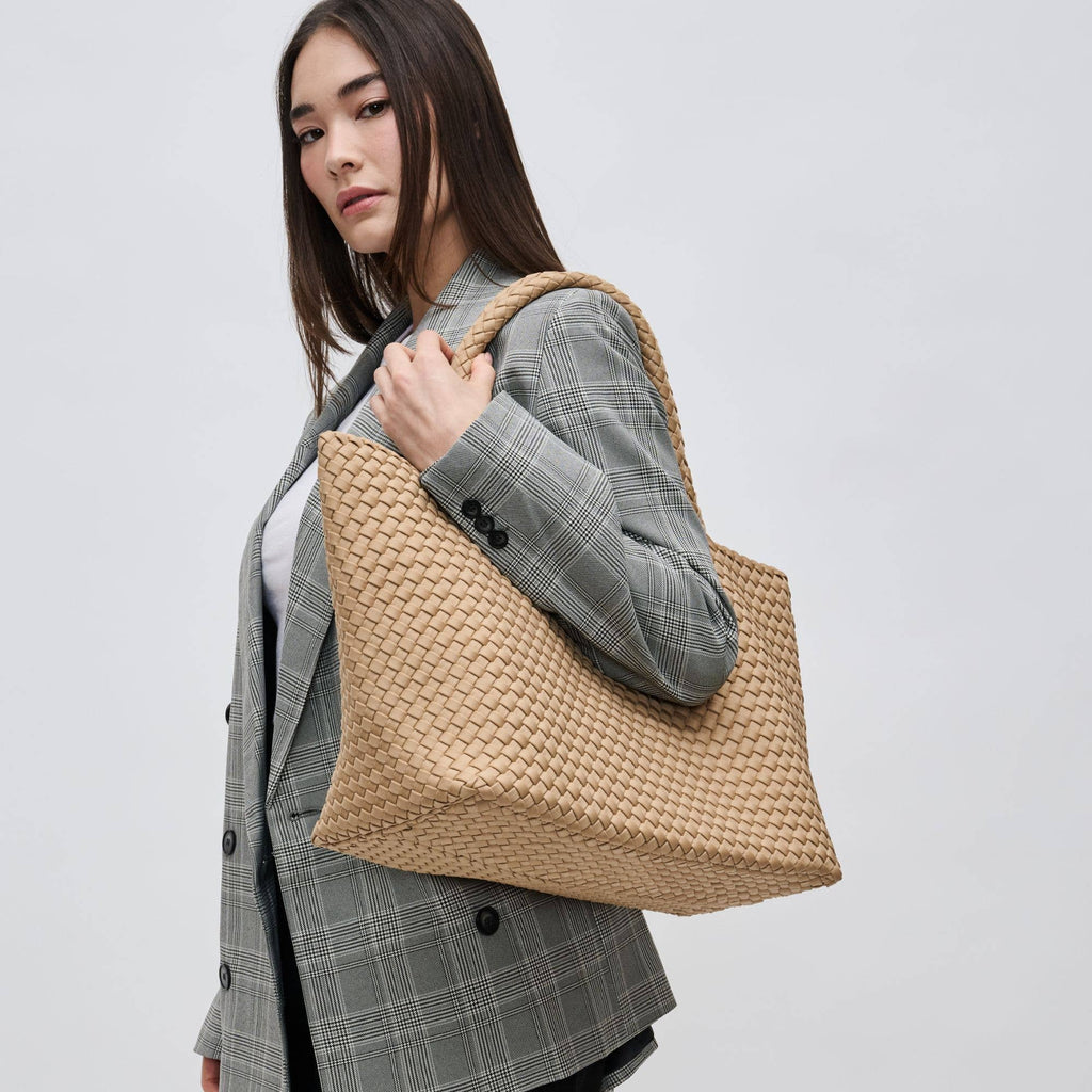 Sky's The Limit Large Woven Neoprene Tote: Nude