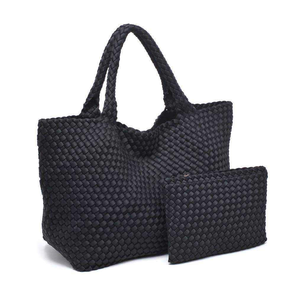 Sky's The Limit Large Woven Neoprene Tote: Black