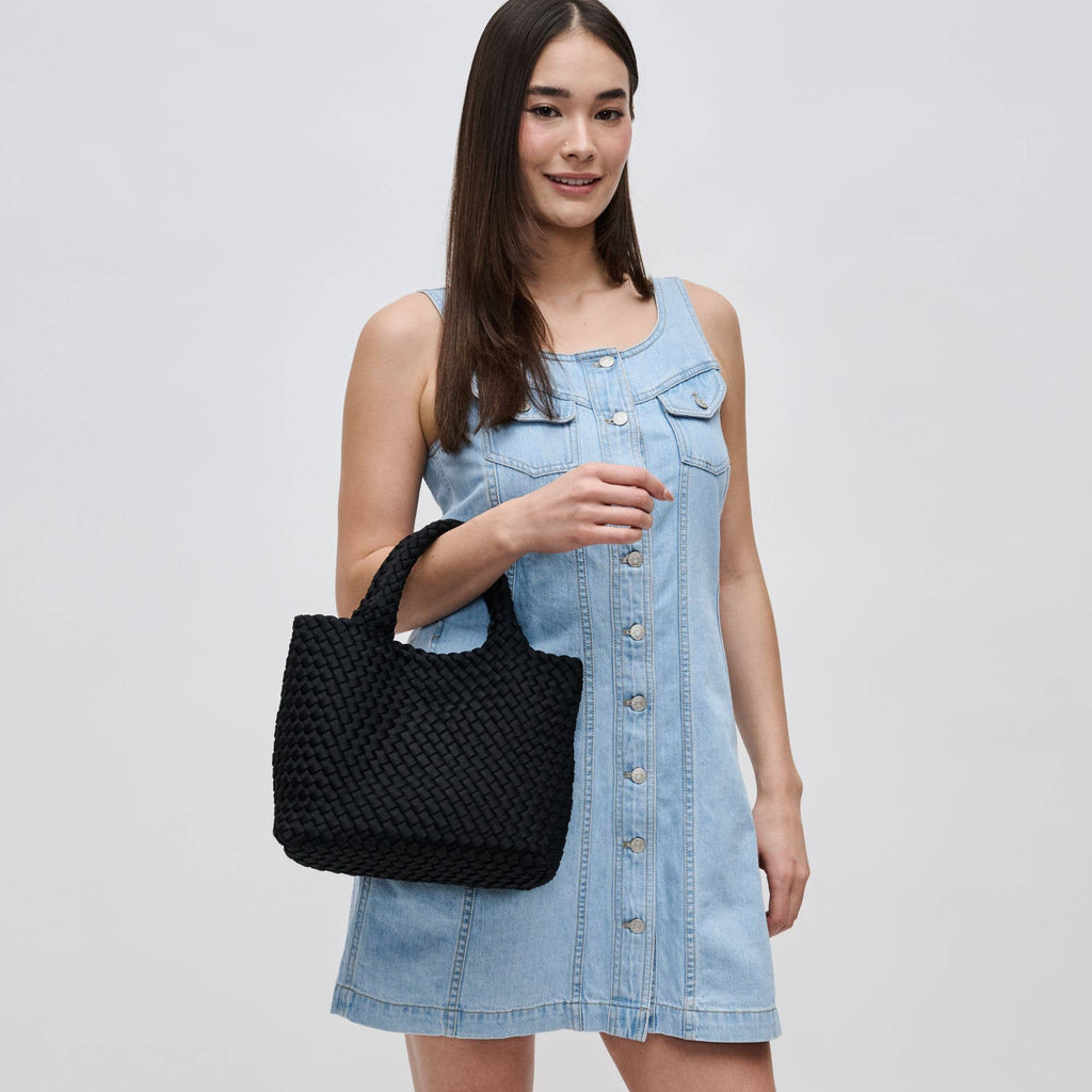 Sky's The Limit Small Woven Neoprene Crossbody: Black