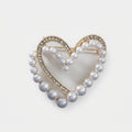 Classic Pearl-Lined Heart Brooch Pin / 4.5*4.0CM