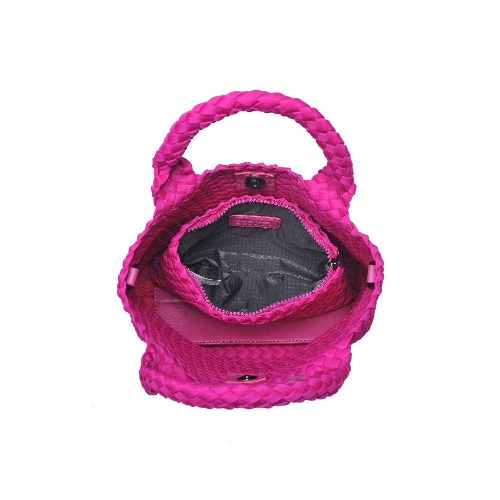 Sky's The Limit Small Woven Neoprene Crossbody: Fuchsia