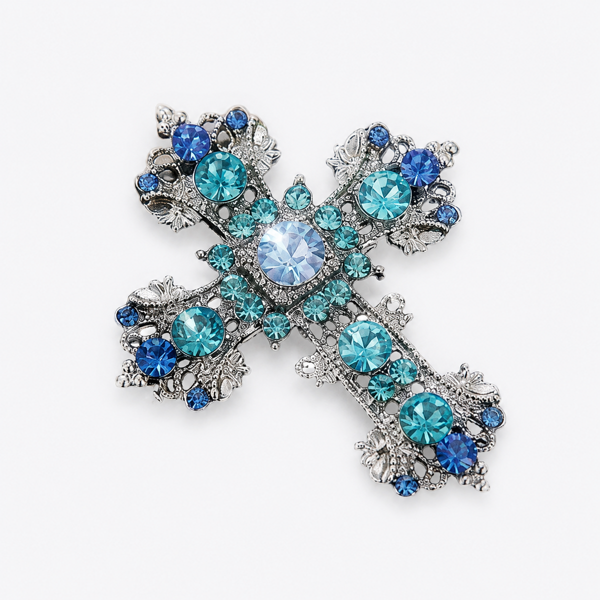 Sparkling Crystal Cross Brooch Pin: A2