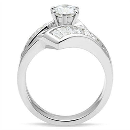 SS025 - Silver 925 Sterling Silver Ring with AAA Grade CZ  in Clear: 10