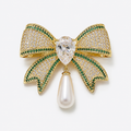 Glistening Pave Crystal Bow Brooch Pin