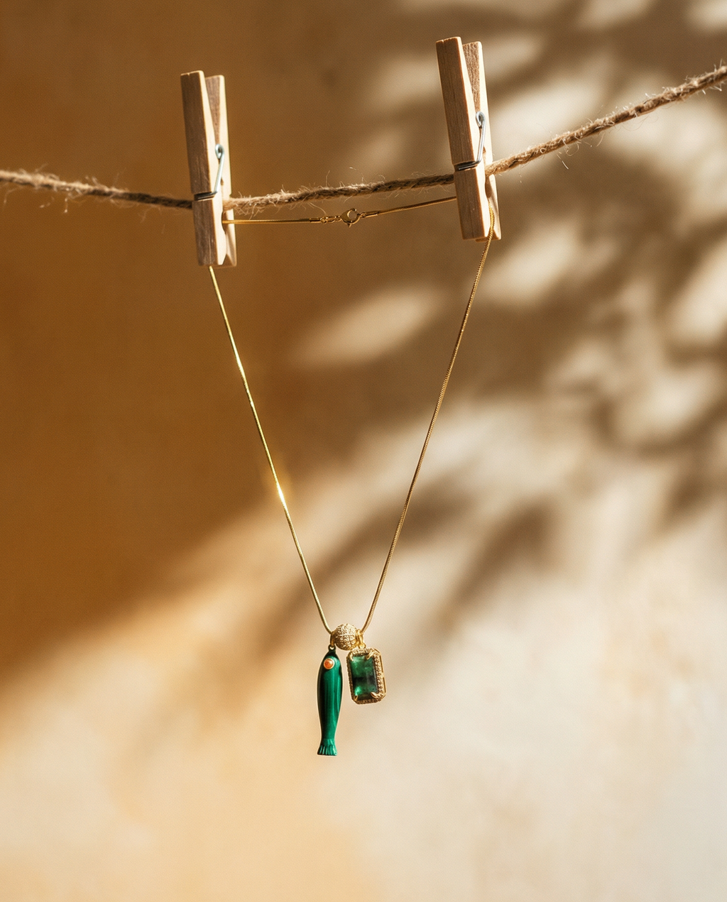 Fish & Gemstone Charm Necklace · Spiritual Talisman: Agate