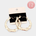 Metal Bamboo Pin Catch Earrings: Gold