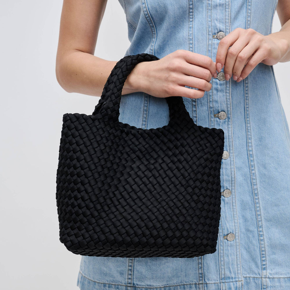 Sky's The Limit Small Woven Neoprene Crossbody: Black