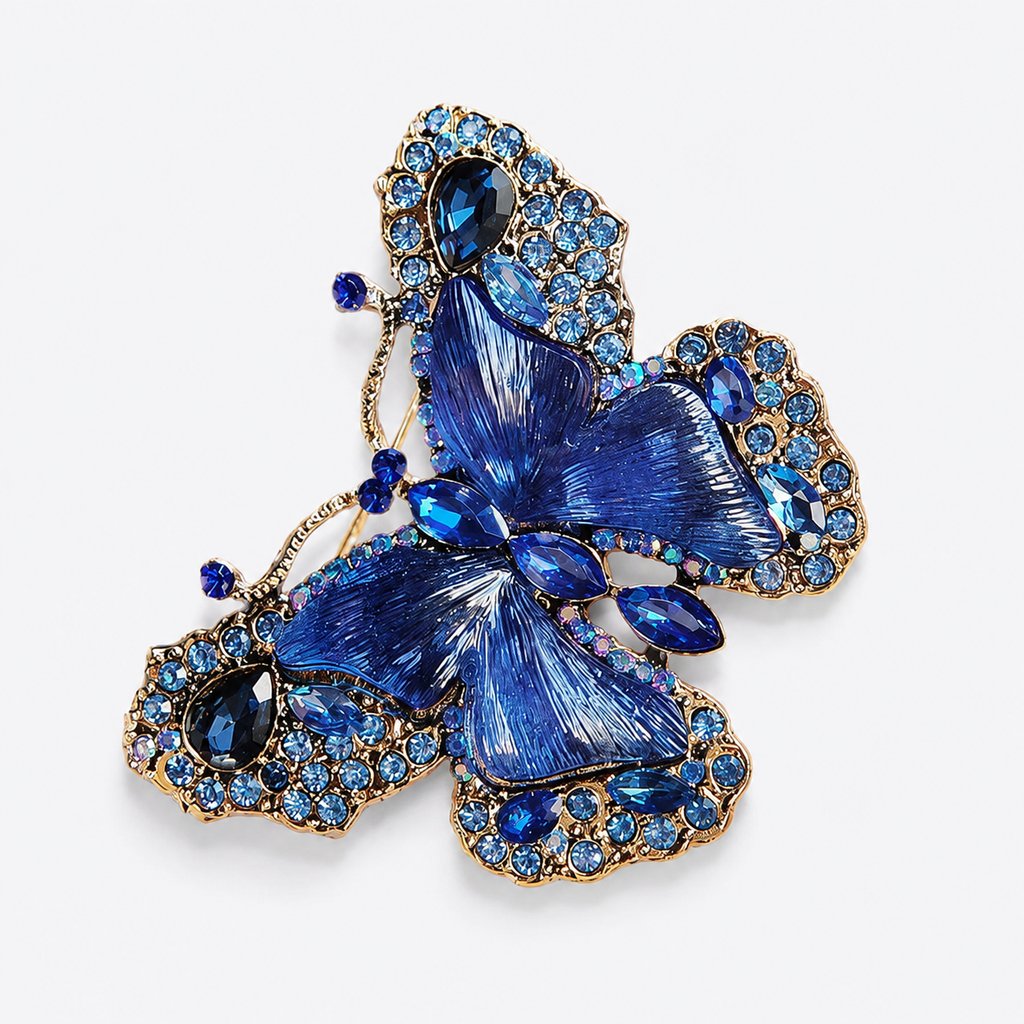 Large Crystal Butterfly Statement Brooch: A3