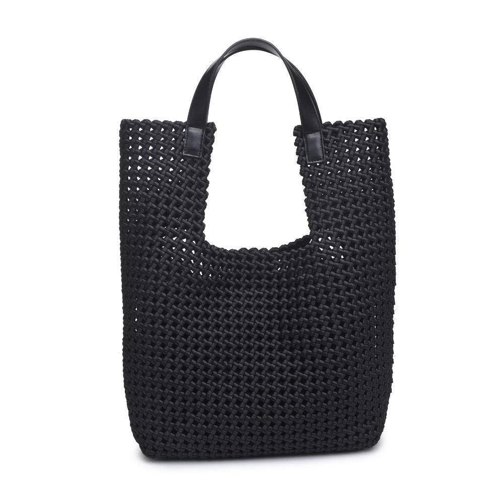 Zenith Zen Hand Woven Knot Tote: Black