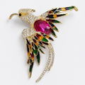 Majestic Phoenix Brooch with Crystal Plumage