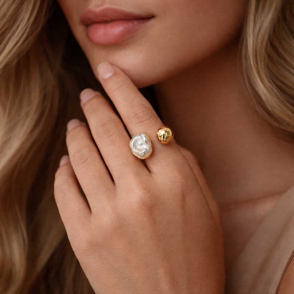 18K Gold Plated Waterproof Stainless Steel Ring - 7960: S0OX3T7960
