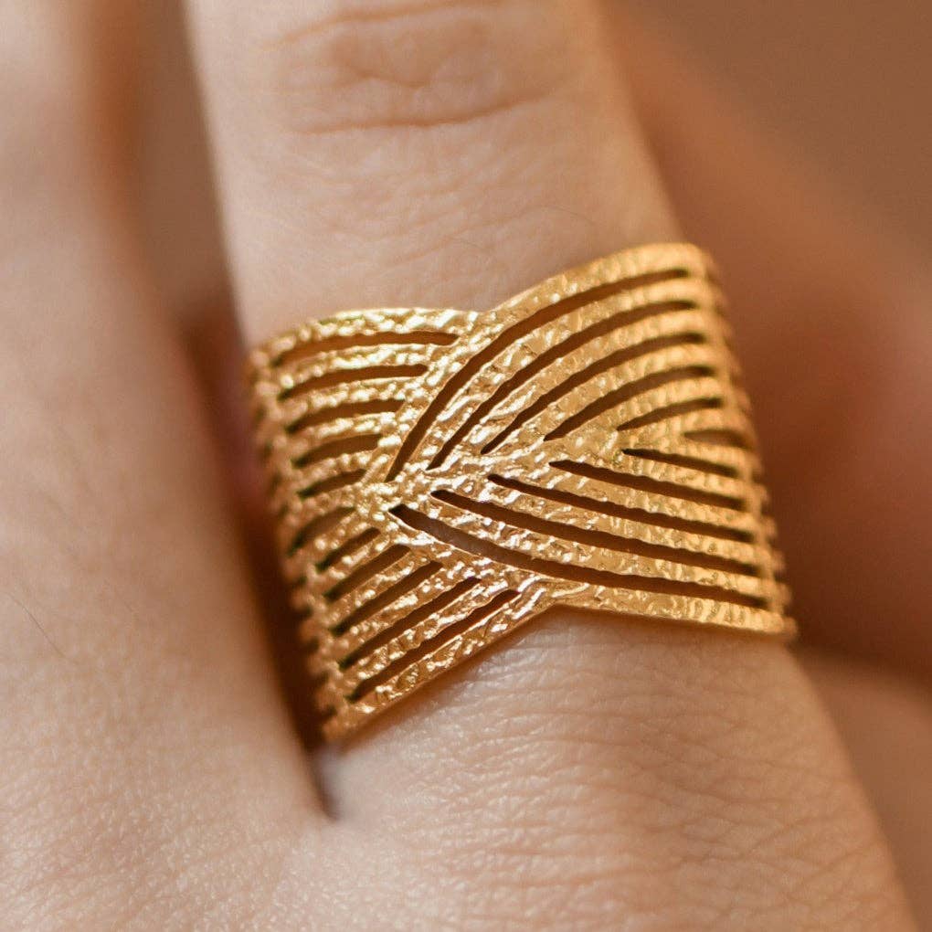 18K Gold Plated Waterproof Stainless Steel Ring - 7943: S0OX3T7943
