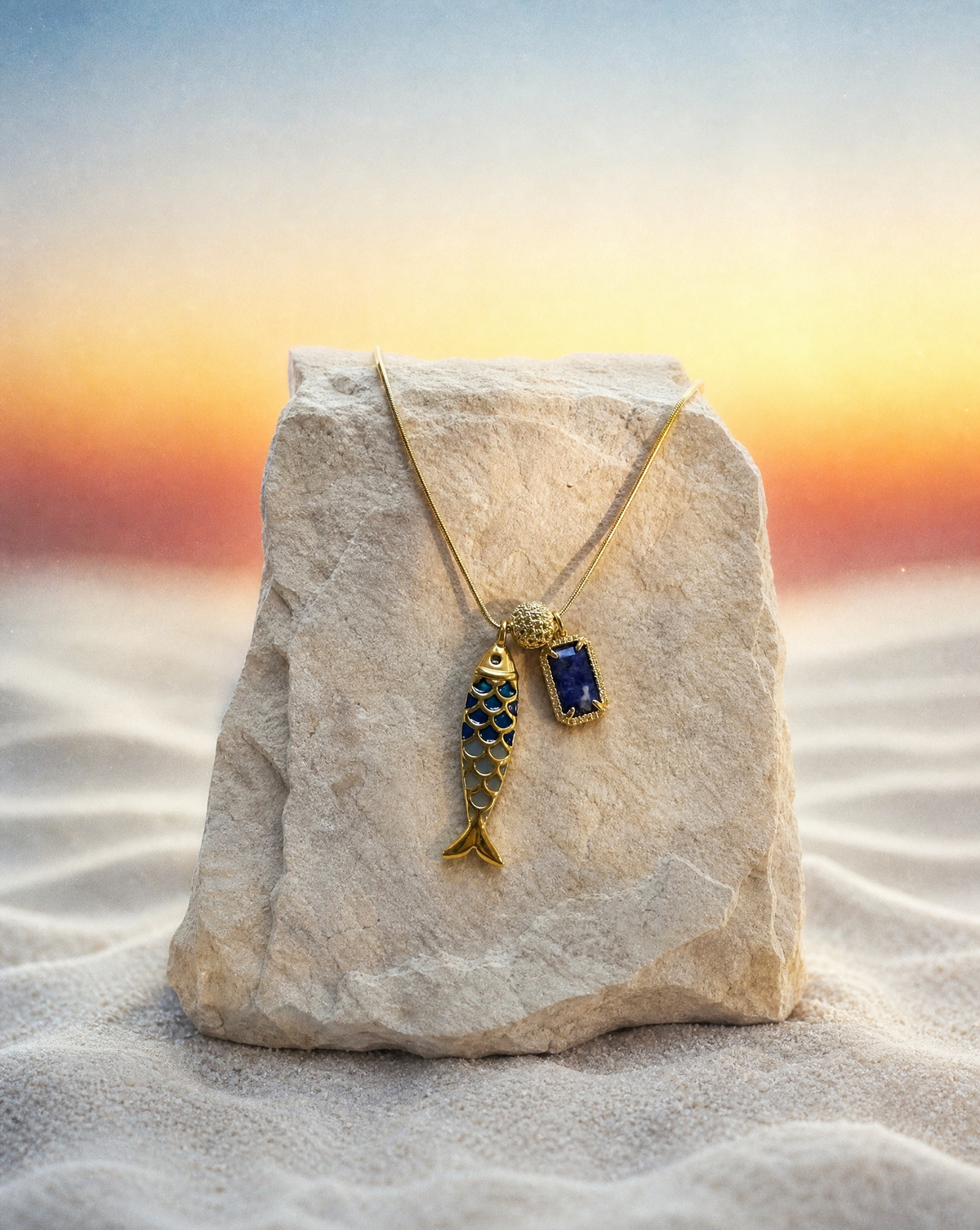 Goldfish Necklace, Natural Stone | Handmade Summer Collection: Tiger´s Eye 2
