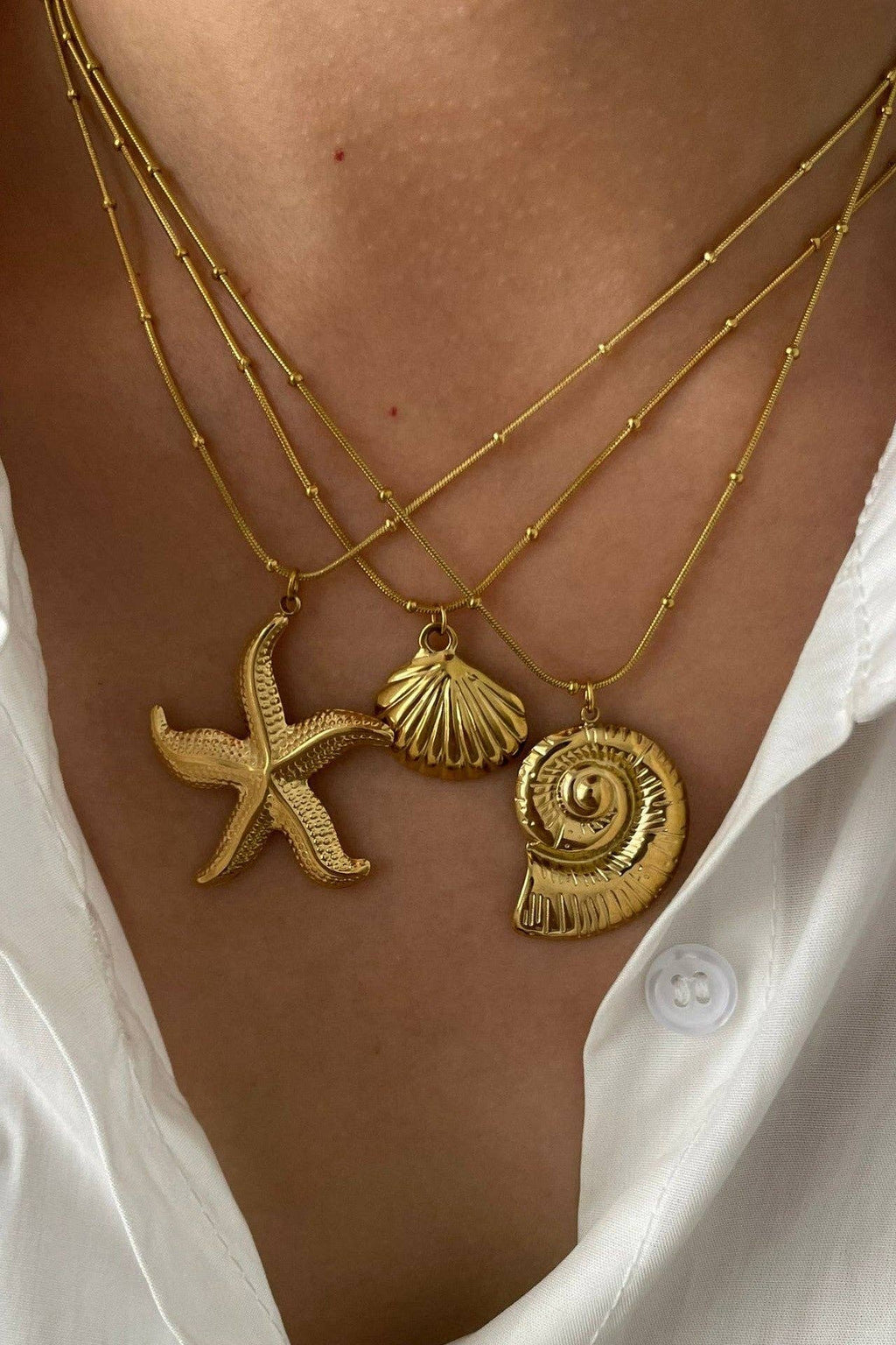 18K Gold Plated Waterproof Stainless Steel Chain Necklace - 7805: S0OX3T7805