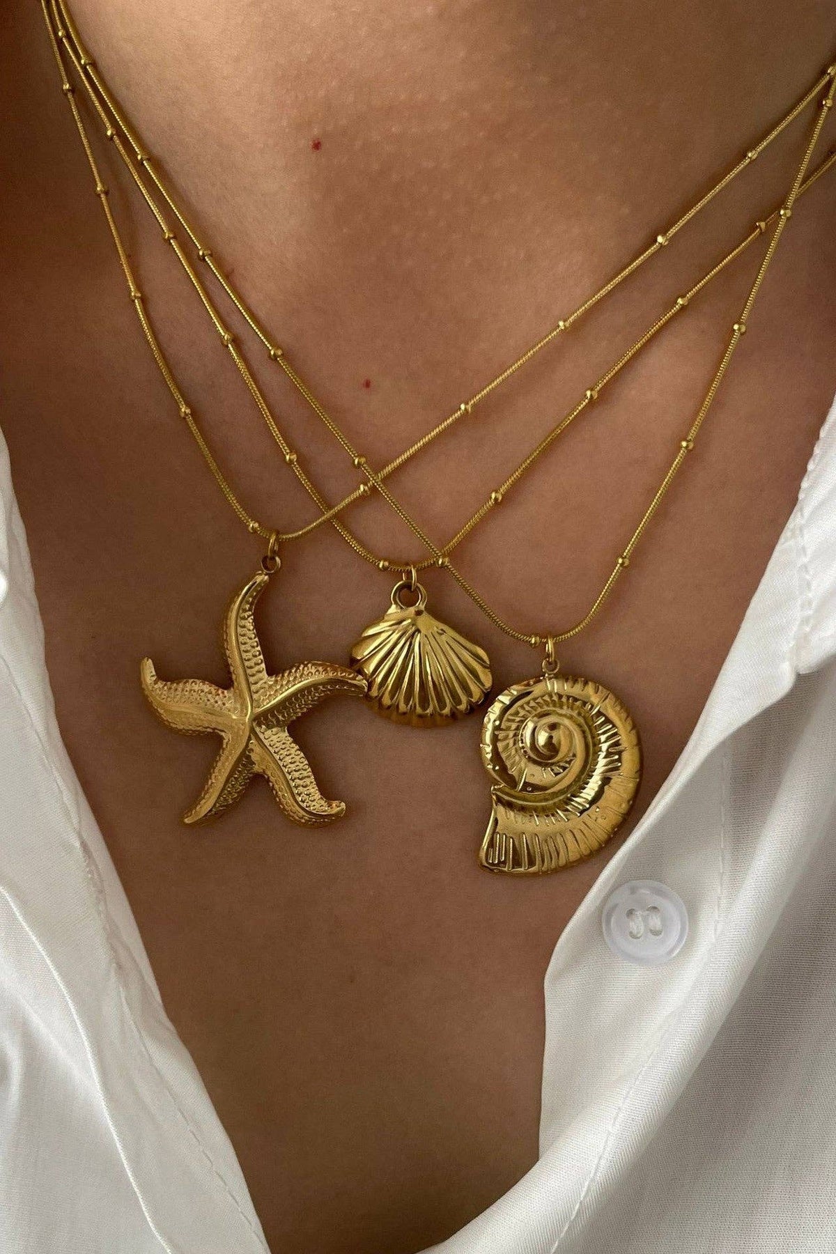 18K Gold Plated Waterproof Stainless Steel Chain Necklace - 7805: S0OX3T7805