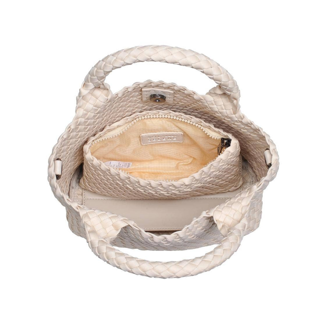Sky's The Limit Small Woven Neoprene Crossbody: Cream