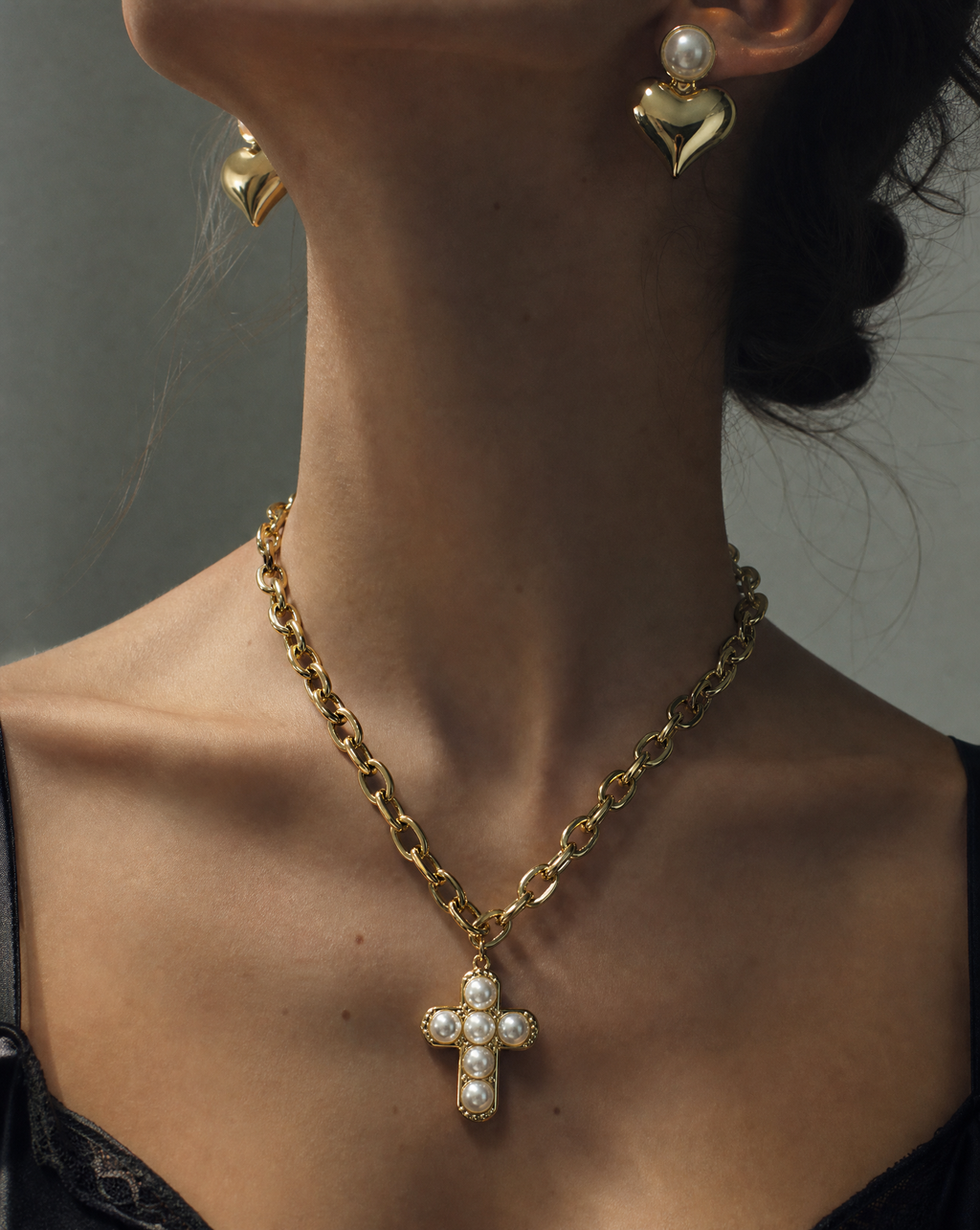 Cross Necklace & Heart Earrings Set | Graduation Gift