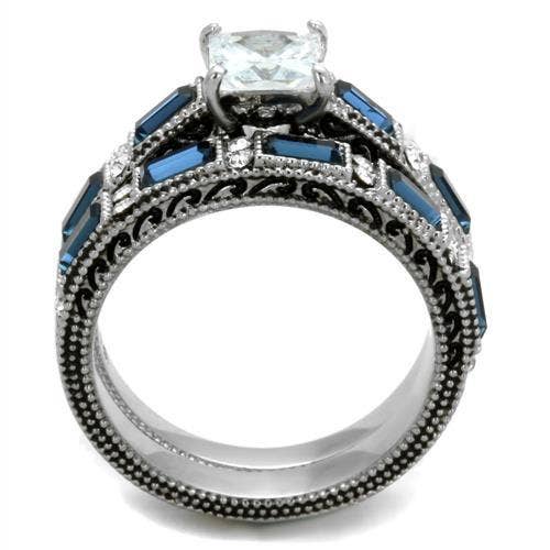 TK1829 - High polished (no plating) Stainless Steel Ring with AAA Grade CZ  in Clear: 9