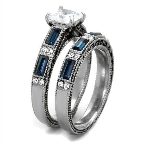 TK1829 - High polished (no plating) Stainless Steel Ring with AAA Grade CZ  in Clear: 9