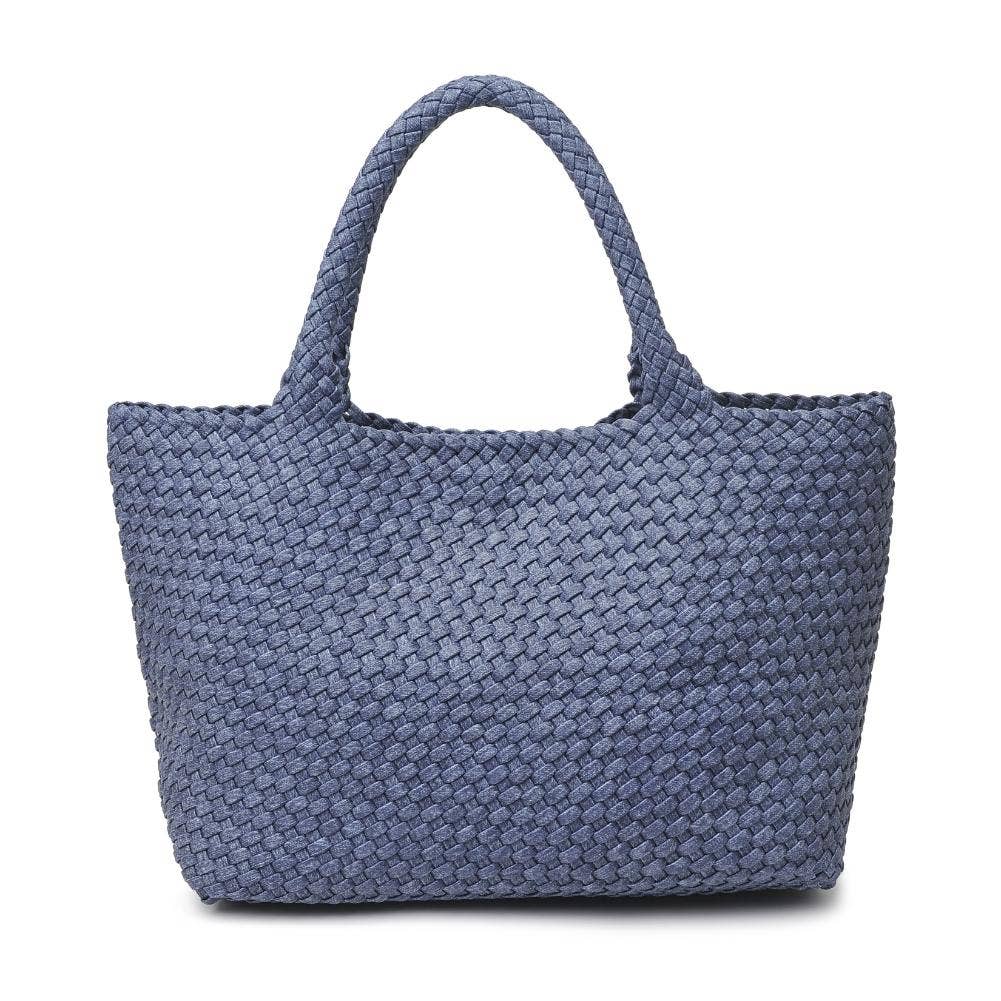 Sky's The Limit Large Woven Neoprene Tote: Dark Denim