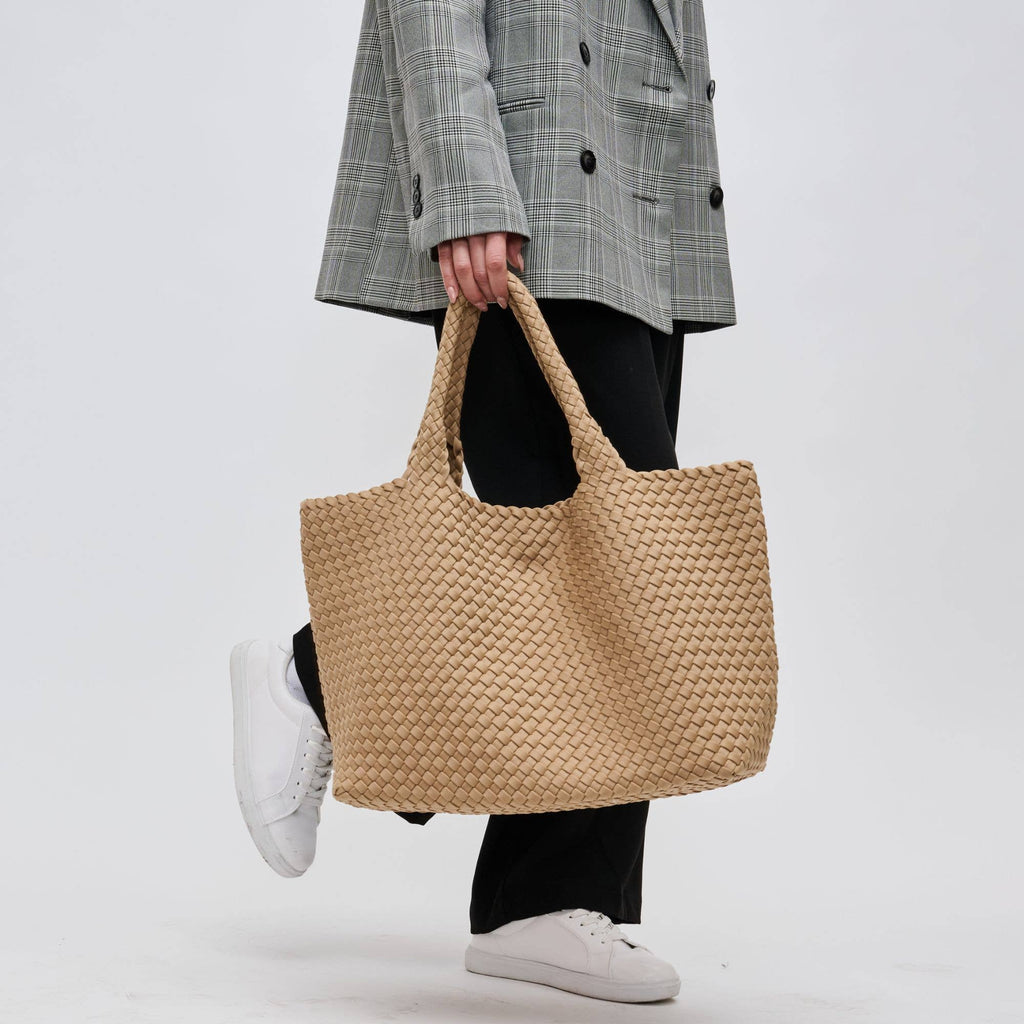 Sky's The Limit Large Woven Neoprene Tote: Nude