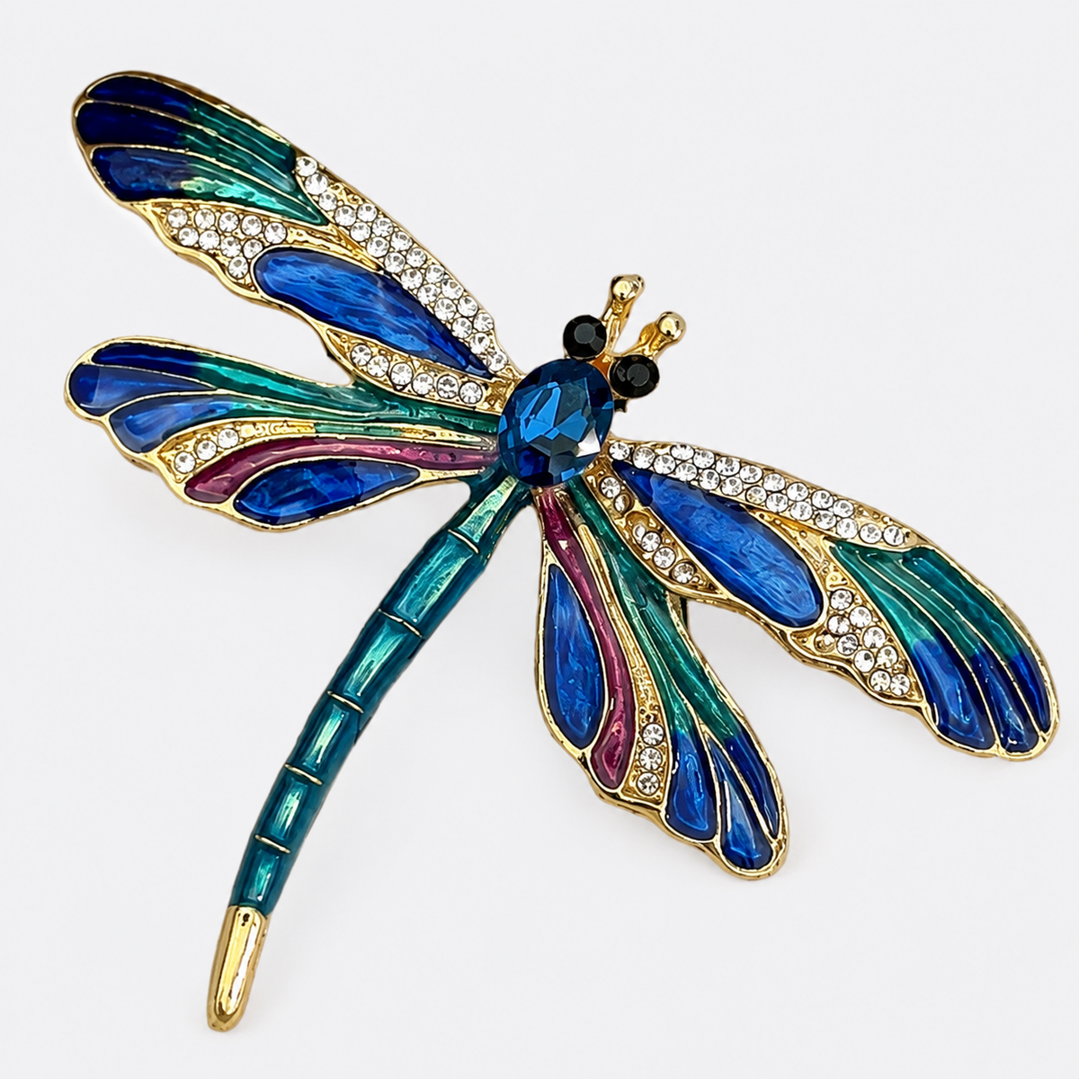 Vibrant Enamel Dragonfly Insect Brooch Pin