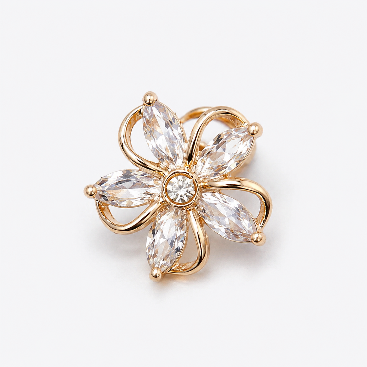 Openwork Five-Petal Flower Statement Brooch Pin