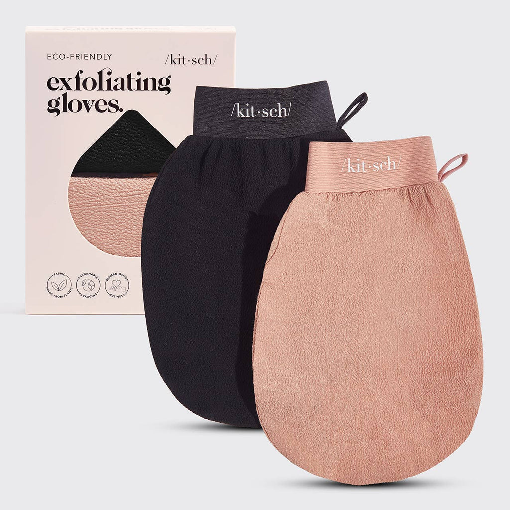 Black and terracotta exfoliating gloves 2pc set for skin detox and massage