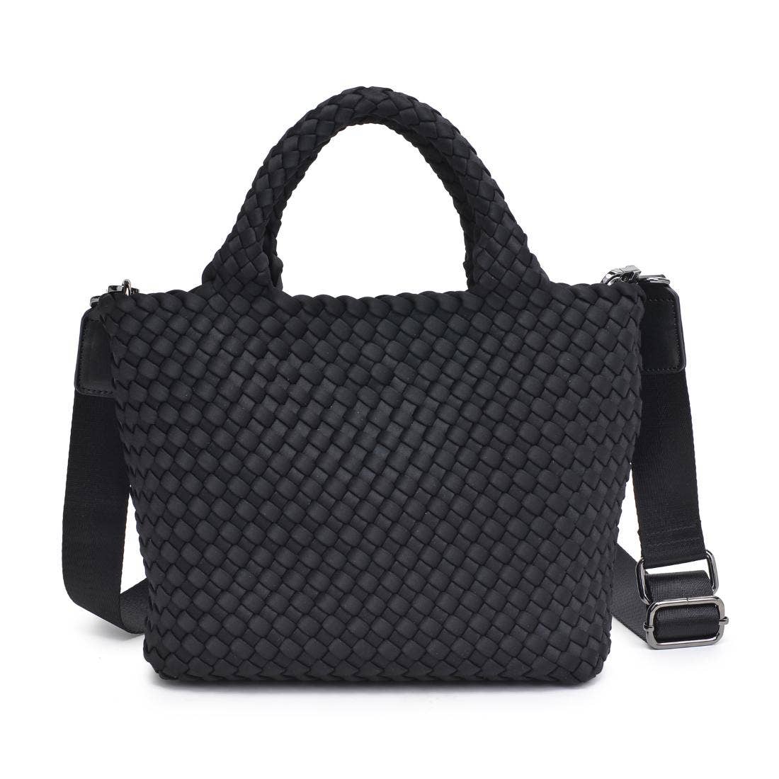 Sky's The Limit Small Woven Neoprene Crossbody: Black