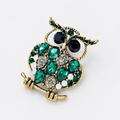 Vintage-Inspired Crystal Owl Brooch Pin
